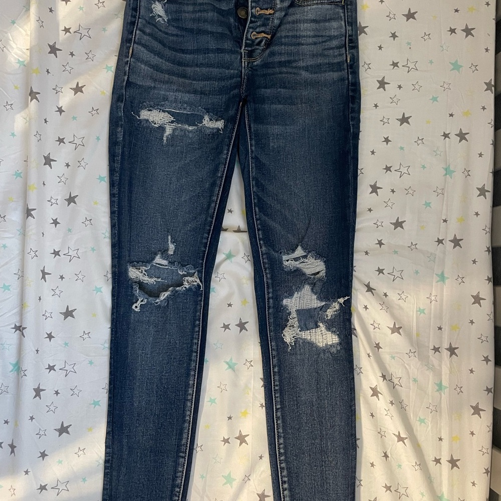American Eagle Outfitters Ripped Dark Blue Skinny Jeans